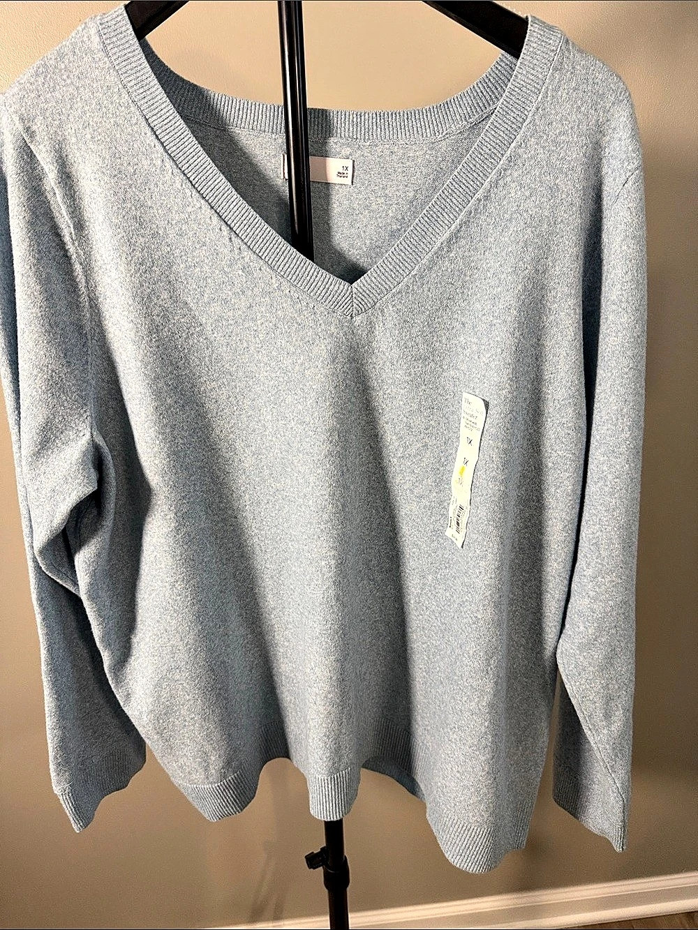 Croft & Barrow The Extra-Soft V-Neck Sweater Blue 1X